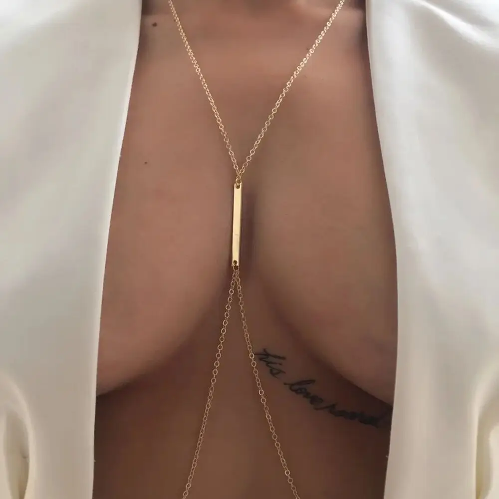 Body Jewelry Necklace - Sexy Metal Chest Chain Harness Bikinis