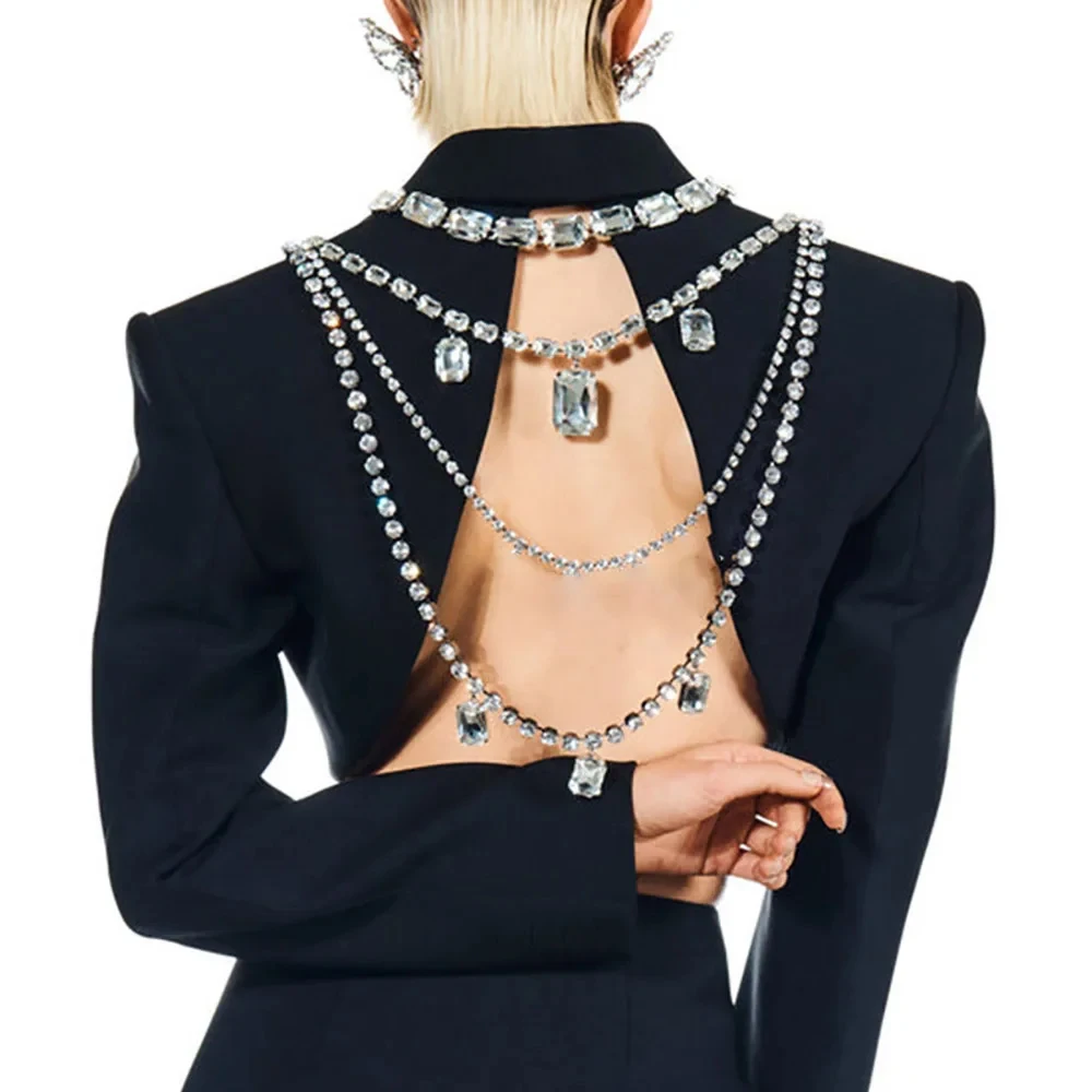 Shine Rhinestone Long Tassel B - Body Jewelry Necklace ulasan dan harga