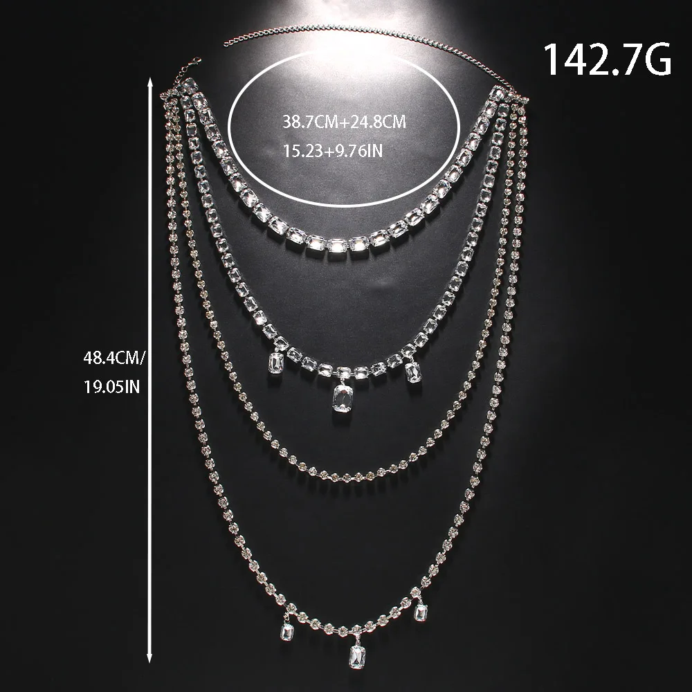 Shine Rhinestone Long Tassel B - Body Jewelry Necklace ulasan dan harga