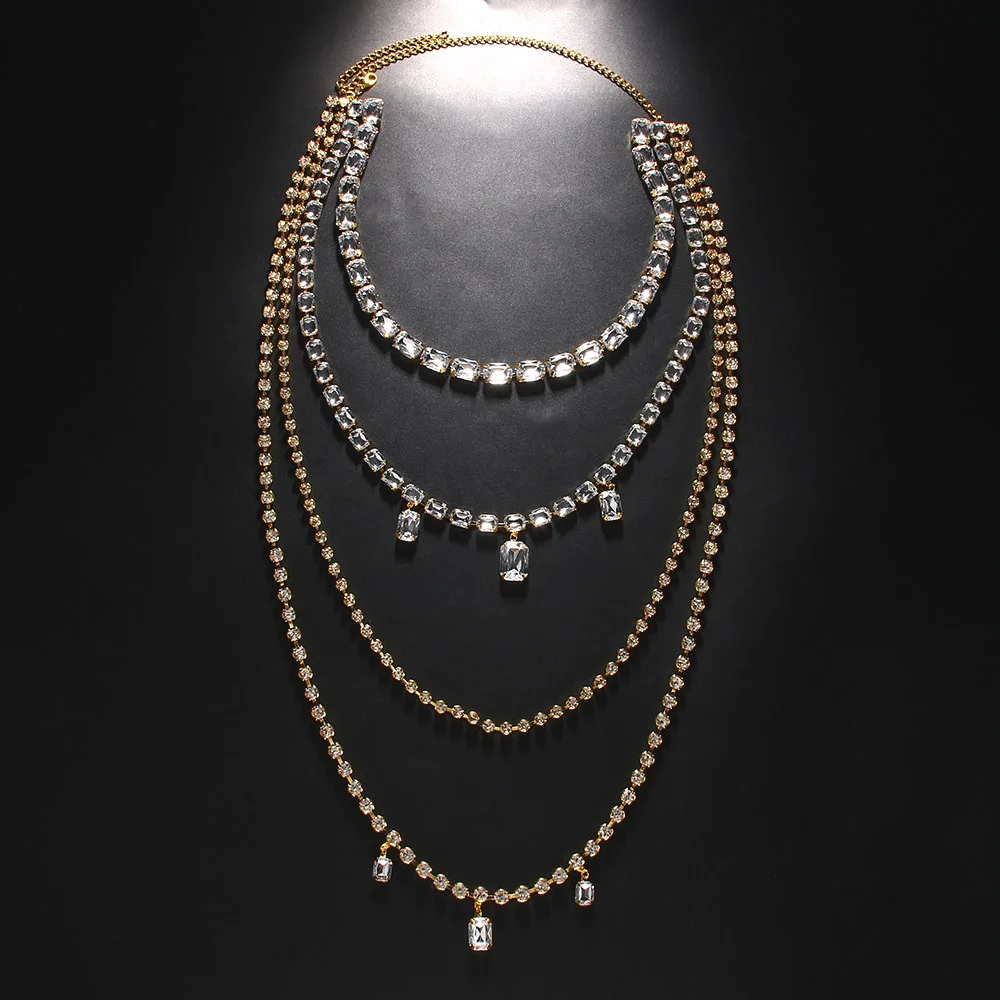 Shine Rhinestone Long Tassel B - Body Jewelry Necklace ulasan dan harga
