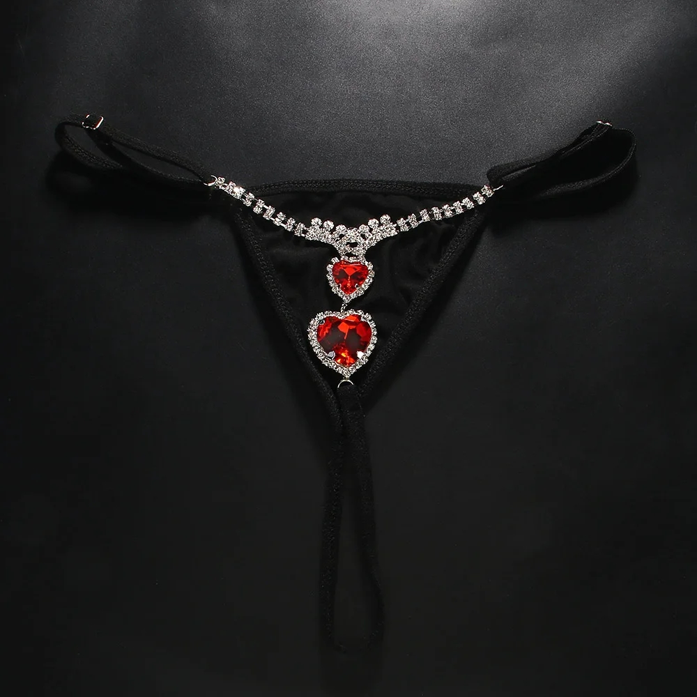 Sexy Red Crystal Heart Thong G - Body Jewelry Retainers ulasan dan harga